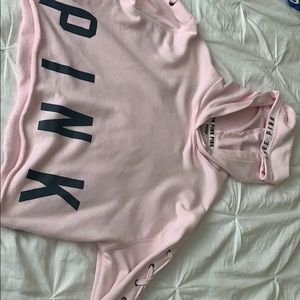 Pink crop top hoodie